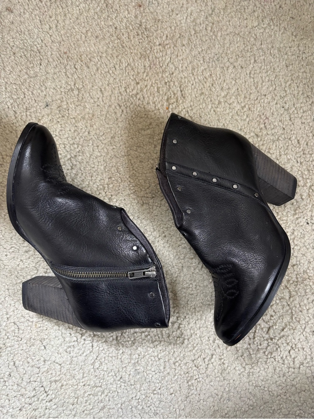 Ariat Black Leather Studded Ankle Booties